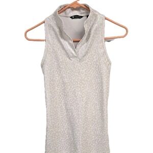 Calliope Golf Lucky In Leather Polo Tank Top White Iridescent Leopard Womens XS